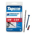 Tapcon Tapcon Concrete Screw, 3/16" Dia., Flat, 2-3/4" L, Climaseal Coated, 75 PK 28365
